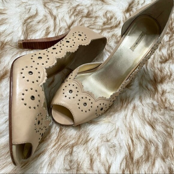 MaxStudio leather laser cut studded peep toe - Picture 1 of 8